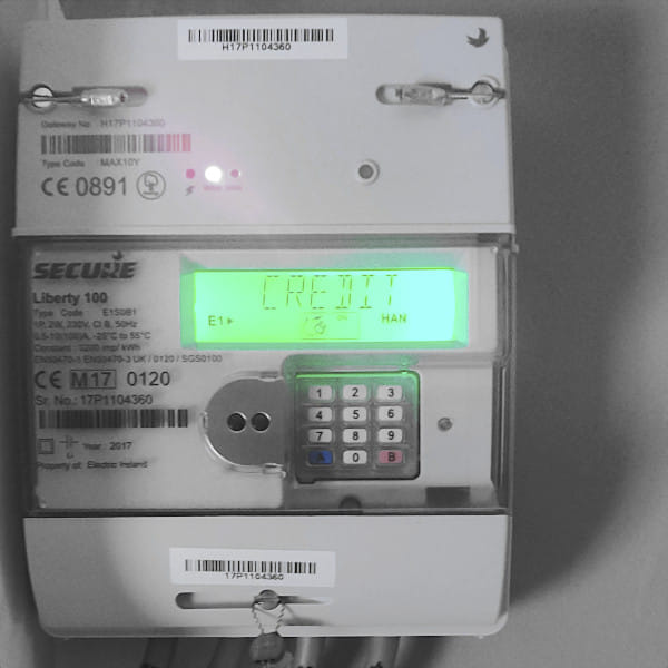 Pay-as-you-go electricity meter ready to accept a topup
